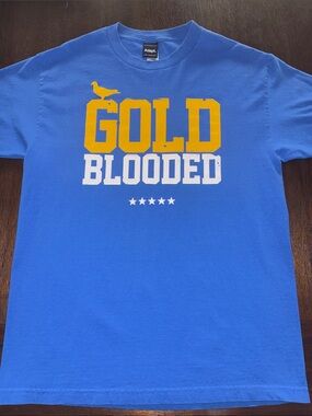 Adapt. 'GOLD BLOODED' Blue Graphic Tee Large